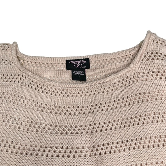 HOOKED UP by IOT Silver Sparkle Pink Knit 3/4 Sleeves Sweater Junior's Size L - Picture 6 of 16